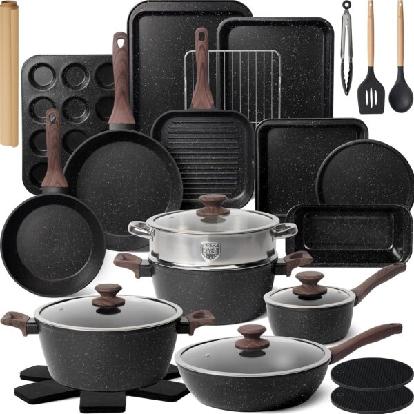 Kikcoin 31-Piece Nonstick Cookware Set for Every Kitchen