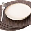 Round Placemats Set (Pack of 4) Recycled Leather Table Mats 15 inches, Kitchen Dining Table Decor by Nikalaz (Crockodile)