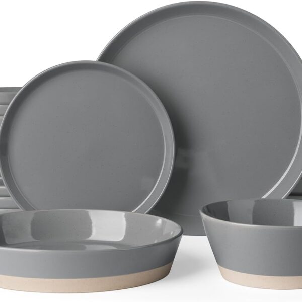Famiware Saturn Stoneware Dinnerware Set with Pasta Bowl, 16pc Dishes for 4