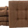 Klear Vu Non-Slip Gripper Tufted Square Stools Cushions with Tie Straps for Dining Rooms, Kitchen Bars, Cafes and Restaurants-Set of 4, 12”x12”, Chocolate 4 Count