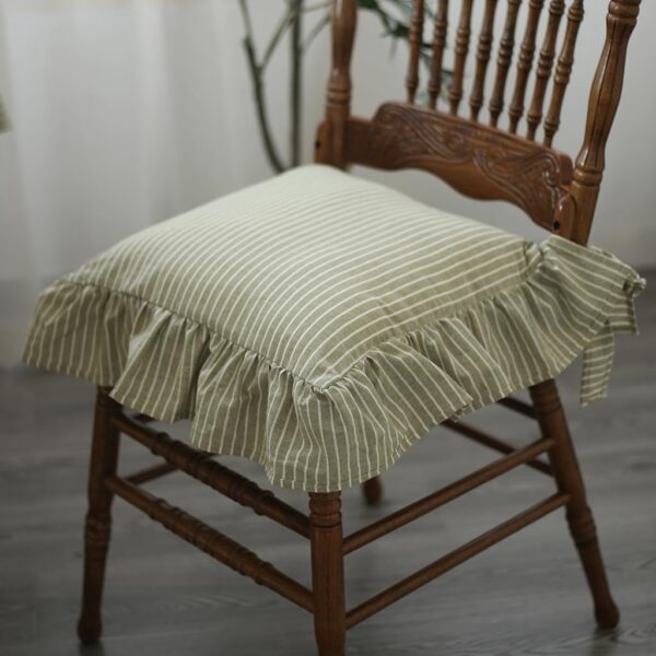 4 Pack Ruffled Chair Pads for Dining Chair, Vintage Seat Cushion with Ties Non Slip Kitchen Chairs Cushion Pads Country Cottage Farmhouse (Avocado,4pcs)