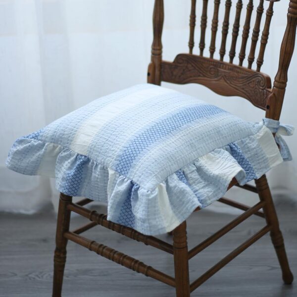 4 Pack Ruffled Chair Pads for Dining Chair, Vintage Seat Cushion with Ties Non Slip Kitchen Chairs Cushion Pads Country Cottage Farmhouse (B,4pcs)