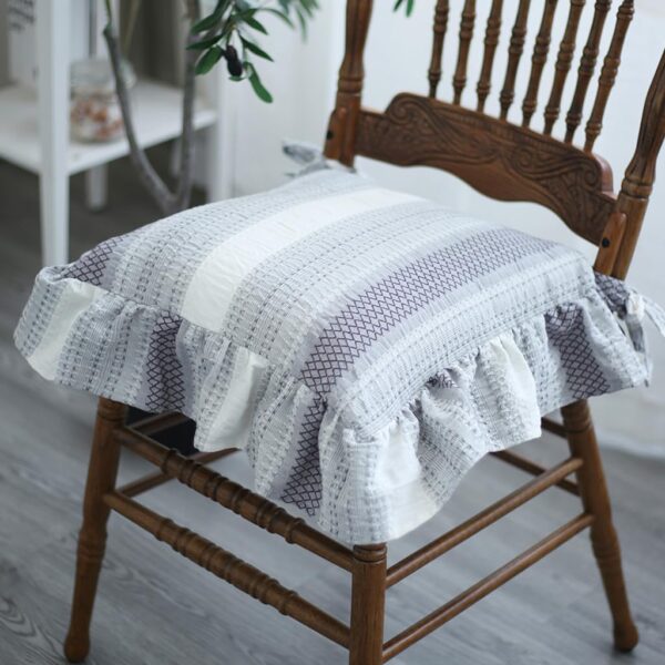4 Pack Ruffled Chair Pads for Dining Chair, Vintage Seat Cushion with Ties Non Slip Kitchen Chairs Cushion Pads Country Cottage Farmhouse (C,4pcs)