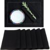 Signature Linen™ by D'Moksha, 100% Pure Linen Black Placemats 14 x 19 Inch
