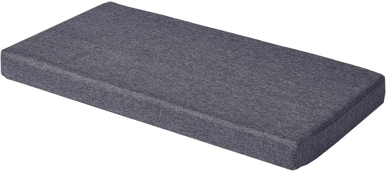 Bench Cushions for Indoor Furniture Non Slip Foam Kitchen Dining Chair Pad Bay Window Seat Cushion with Zipper 36 x 16 inch, Grey
