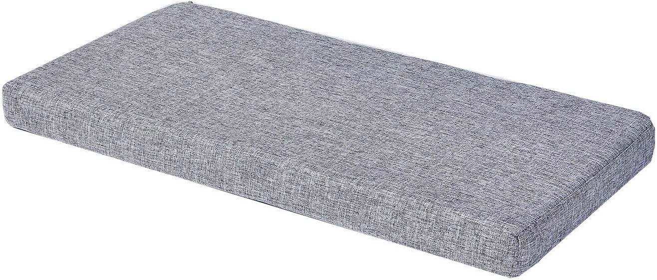 Bench Cushions for Indoor Furniture Non Slip Foam Kitchen Dining Chair Pad Bay Window Seat Cushion with Zipper 36 x 16 inch, Mid Grey