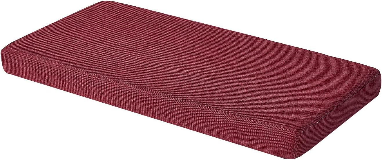 Bench Cushions for Indoor Furniture Non Slip Foam Kitchen Dining Chair Pad Bay Window Seat Cushion with Zipper 36 x 16 inch, Red
