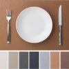 Baroyal Faux Leather Placemats Set of 4 Vinyl Washable Wipeable Table Mats for Kitchen Dining Table Heat Resistant Waterproof Indoor/Outdoor Placemats Non-Slip Easy Clean Place Mats (British Khaki)