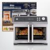 Front view of the Ninja French door air fry oven with doors open for easy access