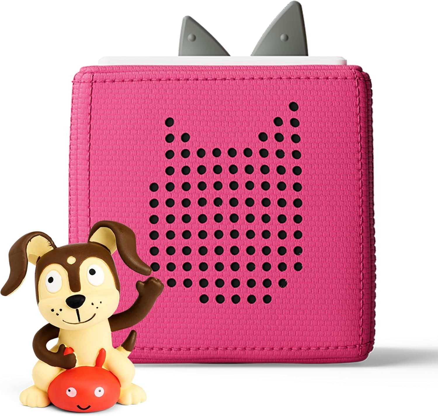Pink Toniebox starter set featuring the huggable, durable audio player and Playtime Puppy figurine.