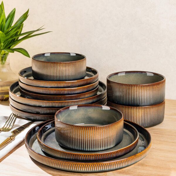 TheTerra 12-Piece Handcrafted Ceramic Dinnerware Set for 4