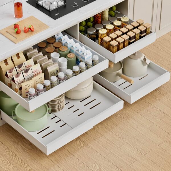PAKETA 4-Pack Expandable Pull Out Cabinet Organizer, 21" Deep