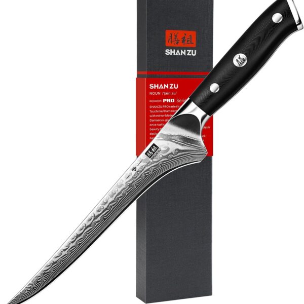 SHAN ZU 7-Inch Damascus Fillet Knife: 67-Layer Japanese Steel