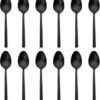 Alata 12-piece forged matte black teaspoons with a sophisticated geometric cube handle design.