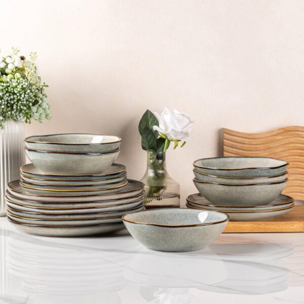 AmorArc Ceramic Dinnerware Set for 8: Unique Reactive Glaze