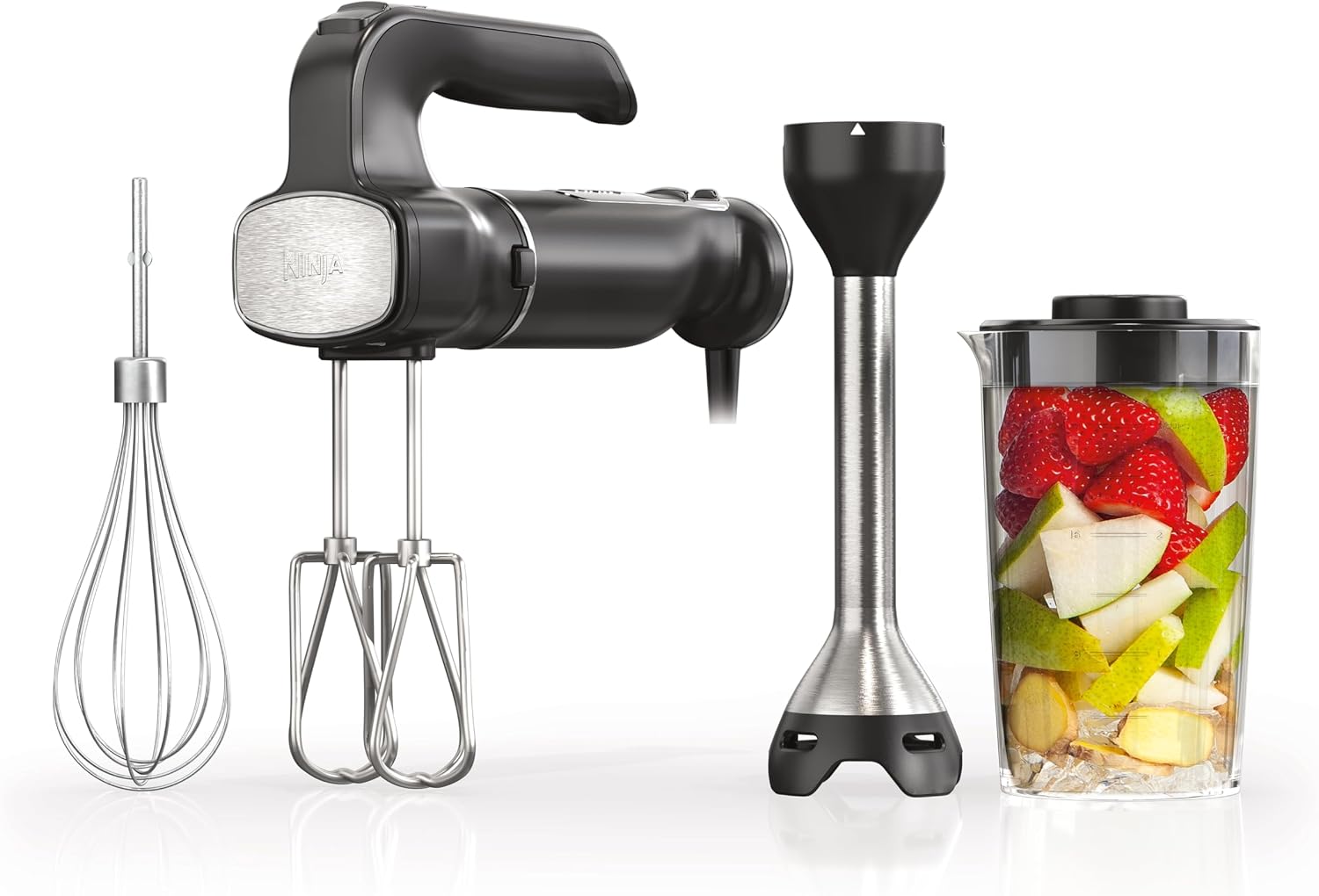 Ninja Foodi Power Mixer System 750PW as a versatile hand mixer immersion blender combo on a kitchen counter.