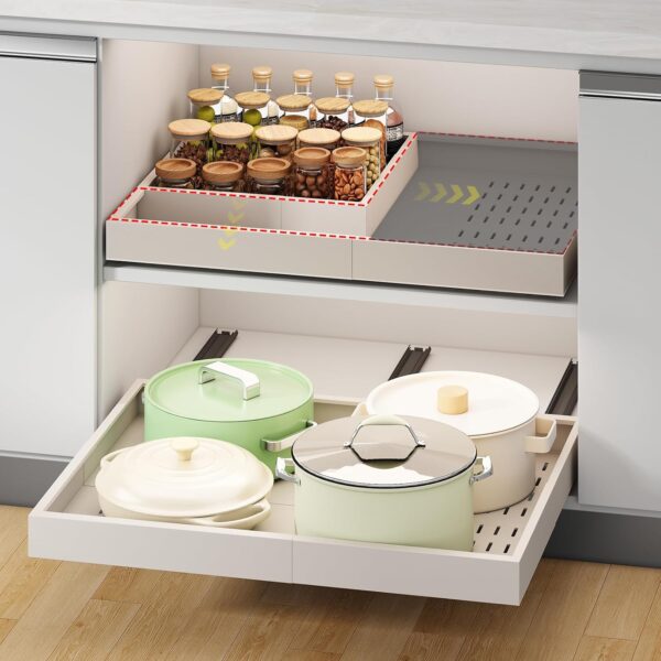 Fokyfok Expandable Pull Out Cabinet Organizer: Easy Adhesive Fit