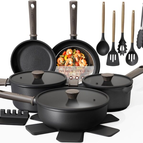 Astercook 19-Piece Titanium Nonstick Cookware Set
