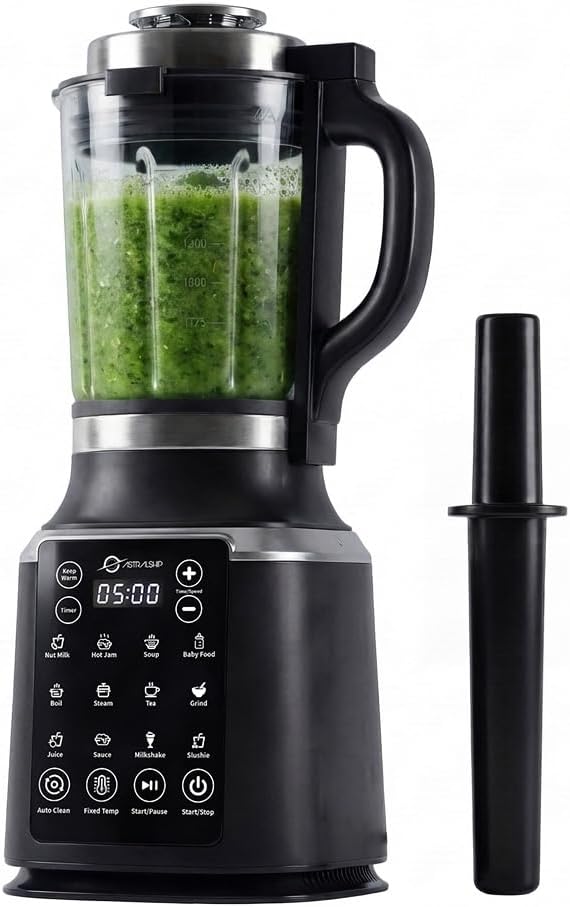 ASTRALSHIP 1500W glass blender for hot soup featuring a durable anti-burst borosilicate glass pitcher.