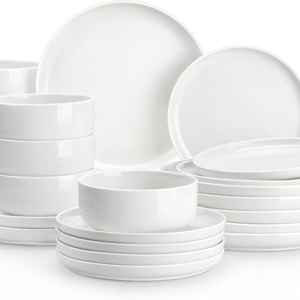 MALACASA LUNA: Durable 24 Piece Porcelain Dinnerware Set