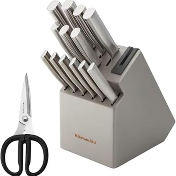 KitchenAid 15-Piece Japanese Steel Knife Block Set with Sharpener