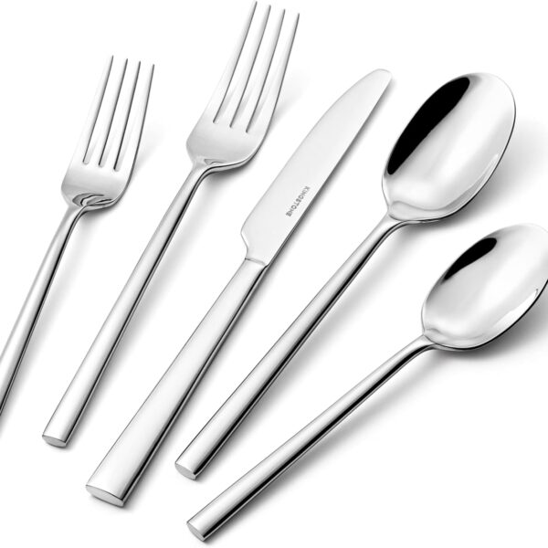 KINGSTONE 30-Piece Stainless Steel Silverware Set: Mirror Finish