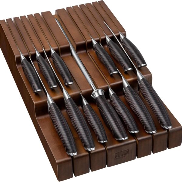 HOSHANHO 14-Piece Knife Set with Drawer Organizer