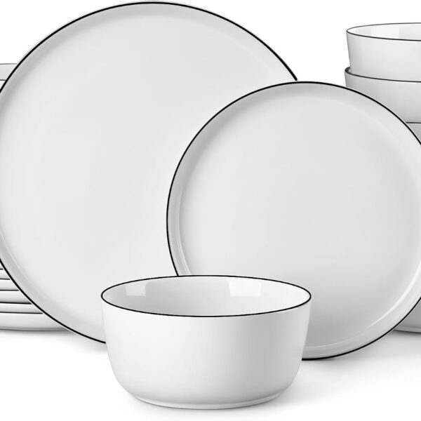 MALACASA Durable 24-Piece Porcelain Dinnerware Set for 8