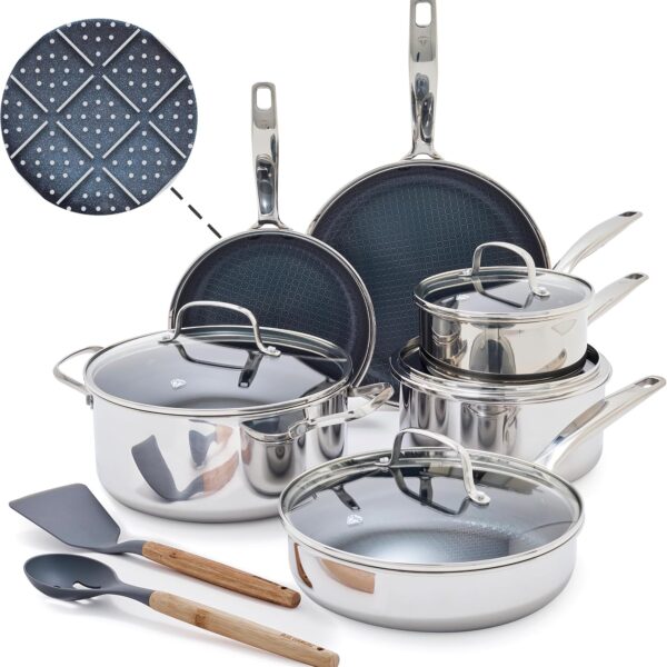 Blue Diamond 12-Piece Stainless Steel Nonstick Cookware Set