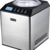 Whynter ICM-201SB compressor ice cream maker with sleek stainless steel exterior on a kitchen counter.