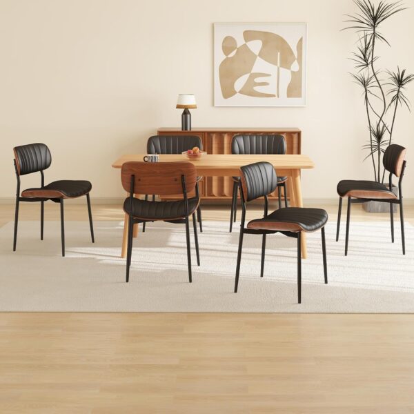Gentlemoods Faux Leather Dining Chairs: Set of 6 Walnut