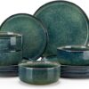 vancasso Starry 12-piece reactive glaze dinnerware set for four with plates and cereal bowls on a table