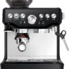 Breville Barista Express espresso machine with built-in grinder in sleek black truffle finish