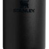 Stanley IceFlow flip straw tumbler in black 30oz profile view showing the easy-carry handle.