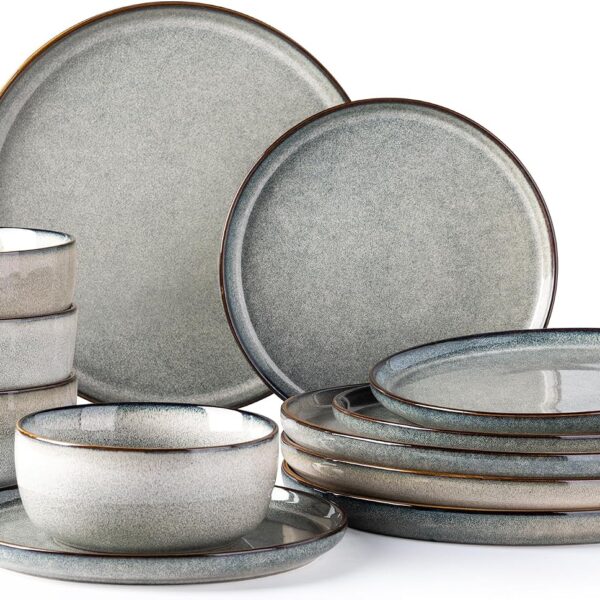 GBhome 12-Piece Ceramic Dinnerware Set: Durable & Lead-Free
