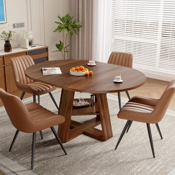 RESTACORIN Extendable Round Dining Table Set for Small Spaces