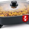 Elite Gourmet 12.5Qt ceramic electric skillet with tempered glass lid