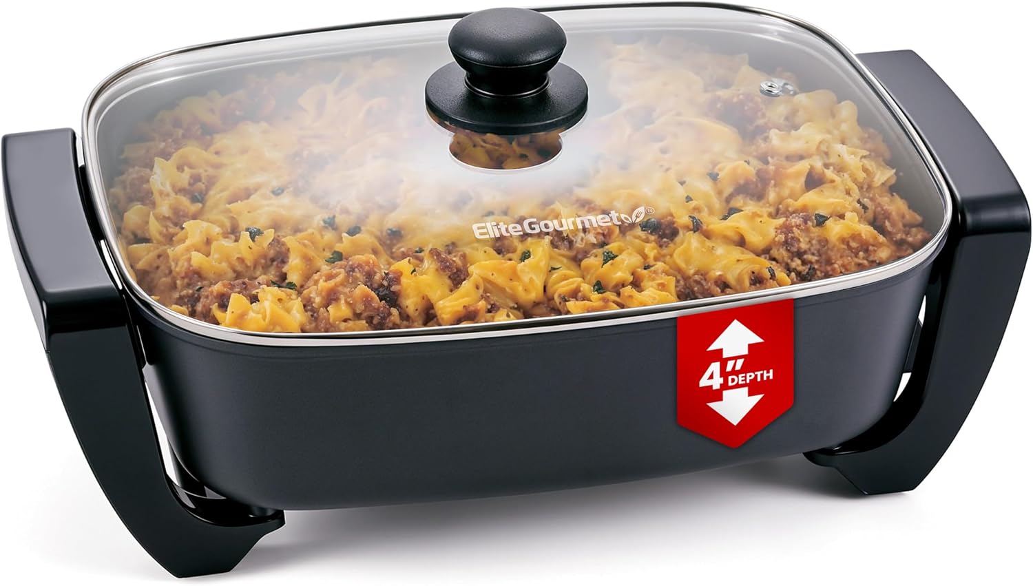 Elite Gourmet 12.5Qt ceramic electric skillet with tempered glass lid
