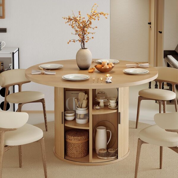 Nalupatio 47-Inch Round Dining Table with Storage