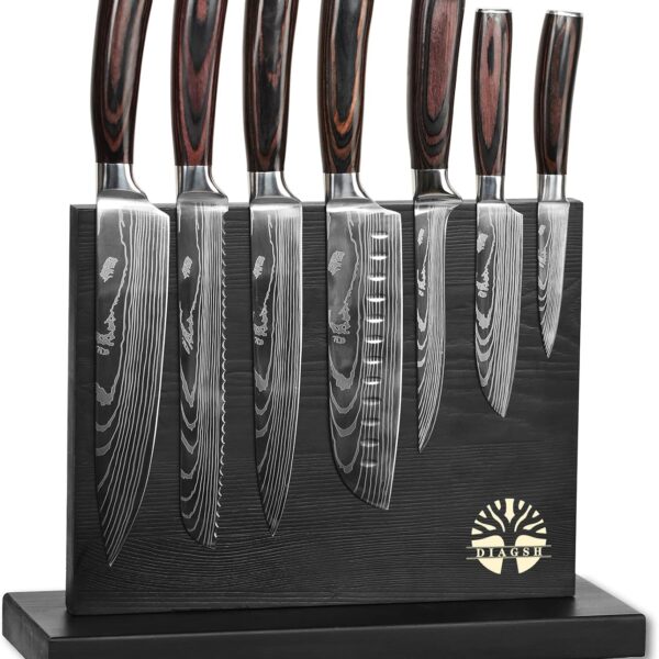 Diagsh 7-Piece Magnetic Knife Block Set: Precision Steel Blades