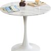 Comtrysail 31.5-inch round tulip dining table in faux marble white for modern kitchen spaces