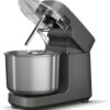 Ooni Halo Pro charcoal grey spiral dough mixer showing the 7.3 quart stainless steel bowl and sleek modern design.