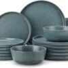 vancasso ZERMATT 18-piece stoneware dinnerware set in smoky teal for six people