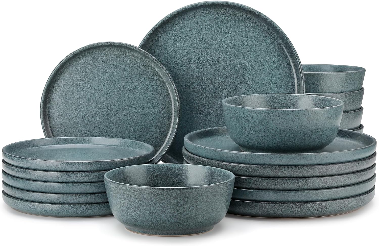 vancasso ZERMATT 18-piece stoneware dinnerware set in smoky teal for six people