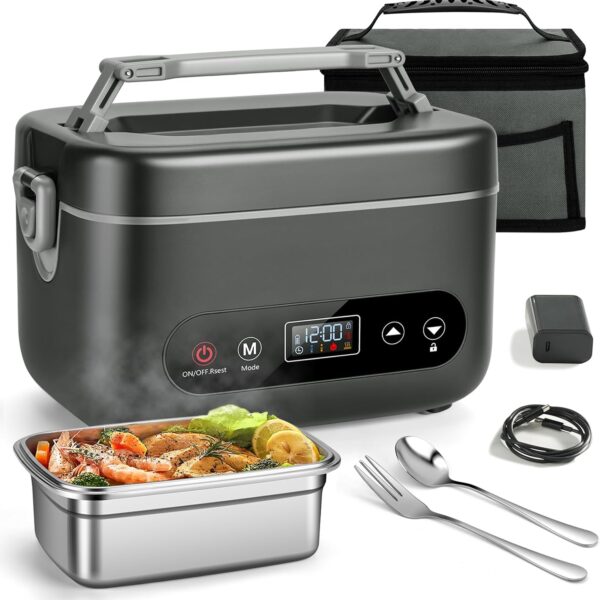 THZDMI Cordless Heated Lunch Box: 1.2L Portable Food Warmer