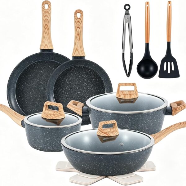Anymark 15-Piece Non-stick Ceramic Cookware Set