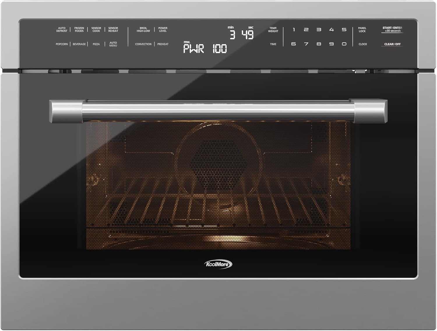 KoolMore 24-inch built-in oven microwave combo in sleek stainless steel for modern kitchen integration.