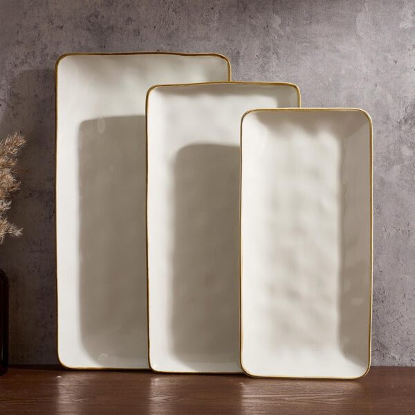 Famiware Stoneware Serving Platters Set: Elegant Wave Design