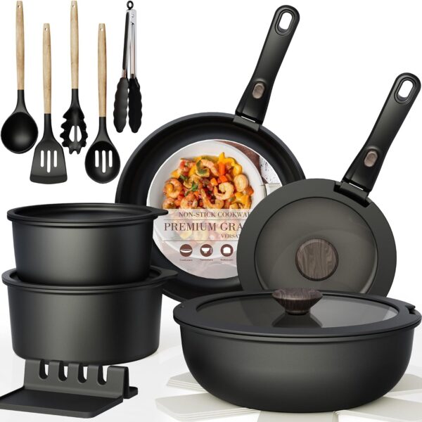 Astercook 21-Pc Nonstick Cookware Set with Removable Handle