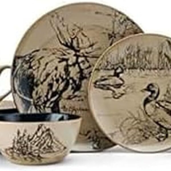 Mossy Oak 16-Piece Rustic Wildlife Dinnerware Set